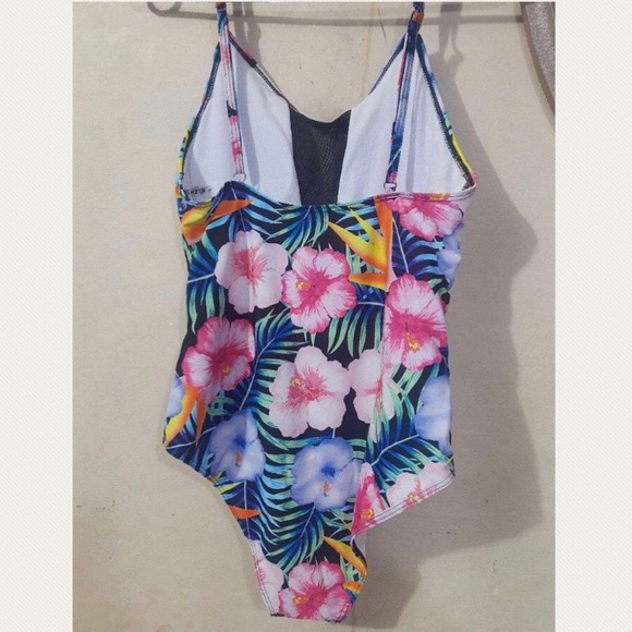 MULTI FLORAL CONTRAST MESH LINED ONE PC SWIMSUIT - Picture 3 of 11